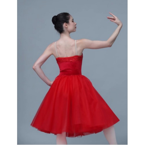 Women red tulle long tutu skirts ballet dance dress for women girls ballet modern dance ballerina professional dance costumes for female